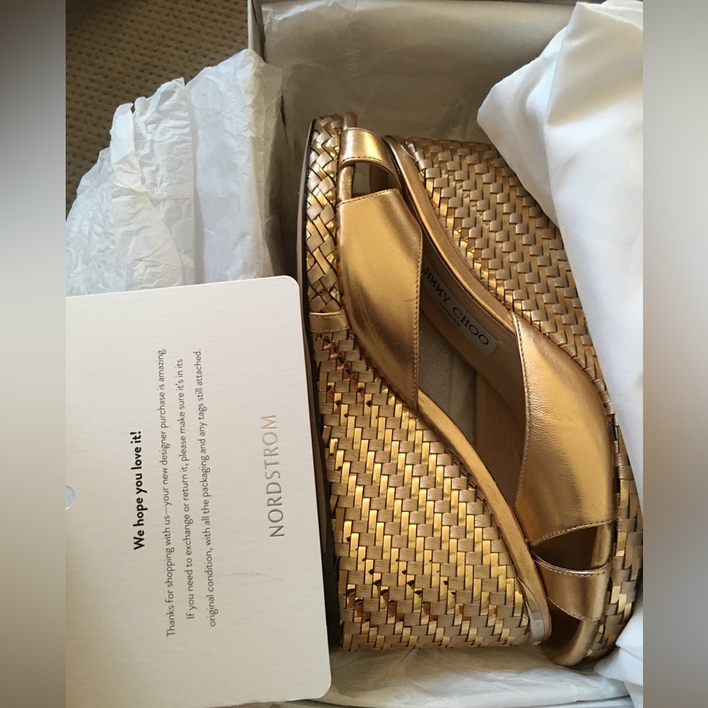 Jimmy Choo Almer Wedge Gold 40